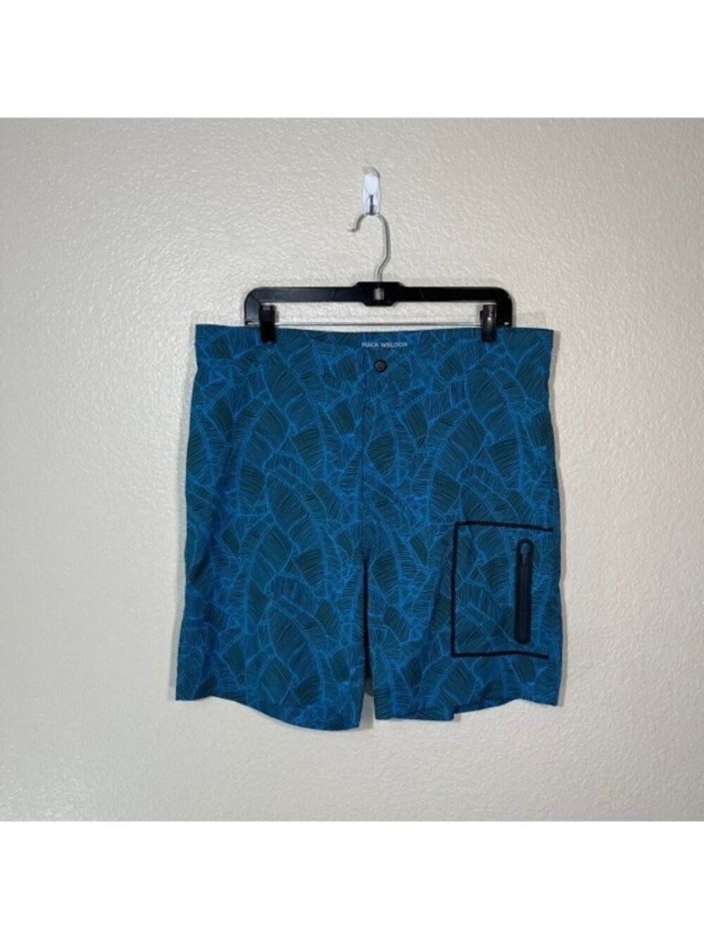 Mack Weldon Swim Trunks Mens 36 Blue Black Floral Shorts Pool Beach